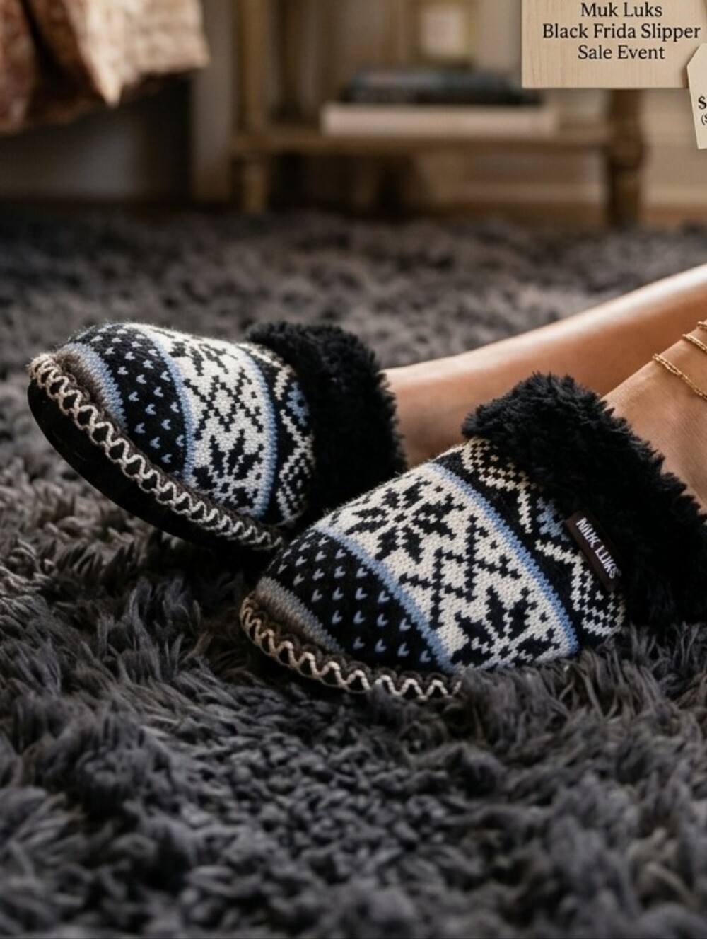 MUK LUKS Black Frida Slipper